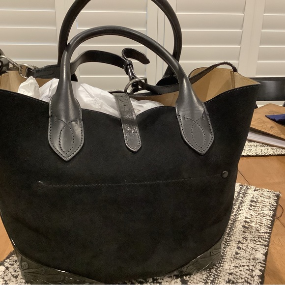 Authentic Polo Ralph Lauren Medium Suede Buckle Tote - Picture 4 of 13